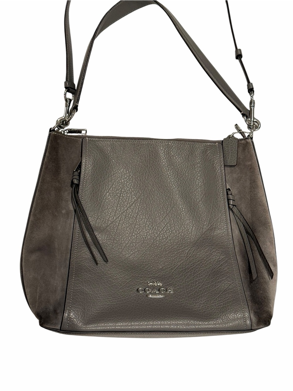 Coach F79995 Marlon Hobo Heather Gray Leather/Suede 2/Way Shoulder Bag - Picture 3 of 15